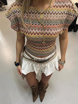 SHEIN Siren Gaze تي شيرت محبوك مخطط بتصميم مفرغ أنيق