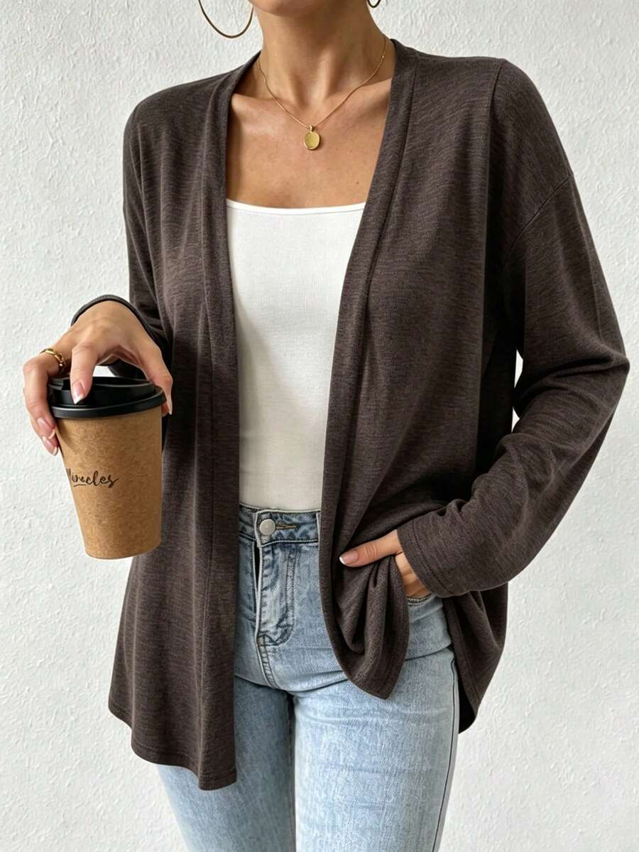SHEIN Franclia كارديجان نسائي بلون بني