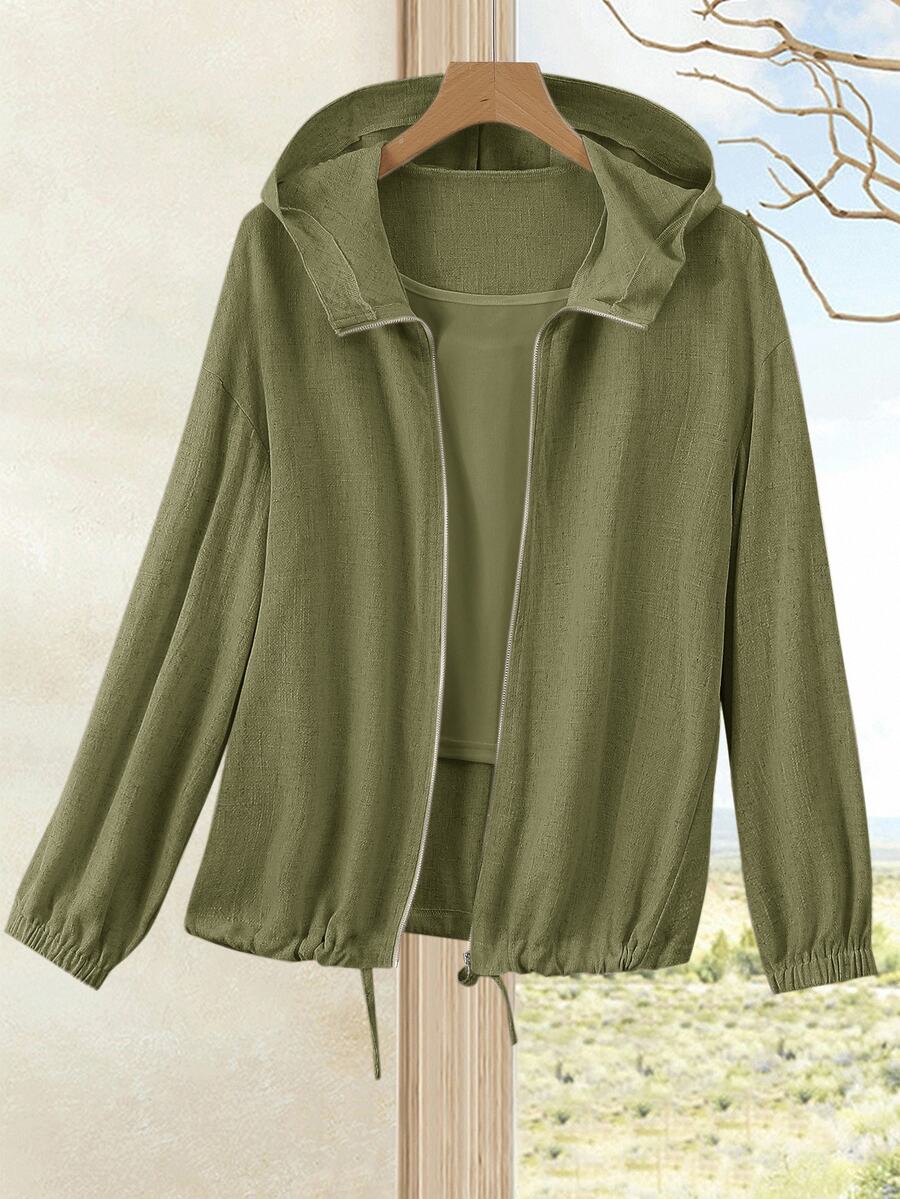 SHEIN Rusticease معطف نسائي بلون أخضر زيتوني