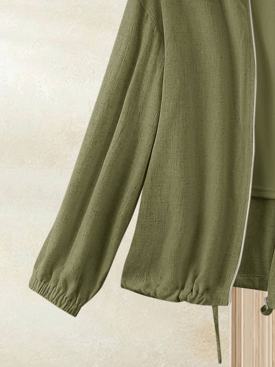 SHEIN Rusticease معطف نسائي بلون أخضر زيتوني