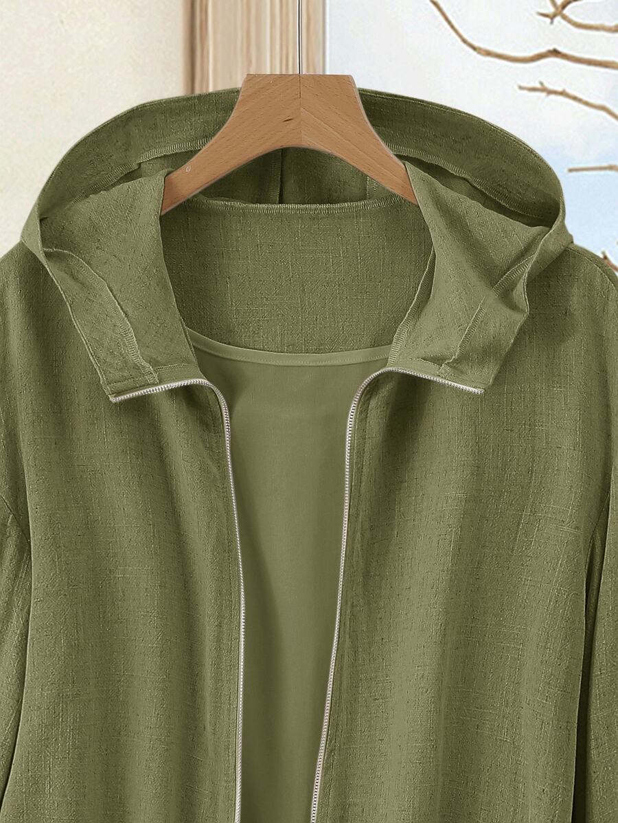 SHEIN Rusticease معطف نسائي بلون أخضر زيتوني