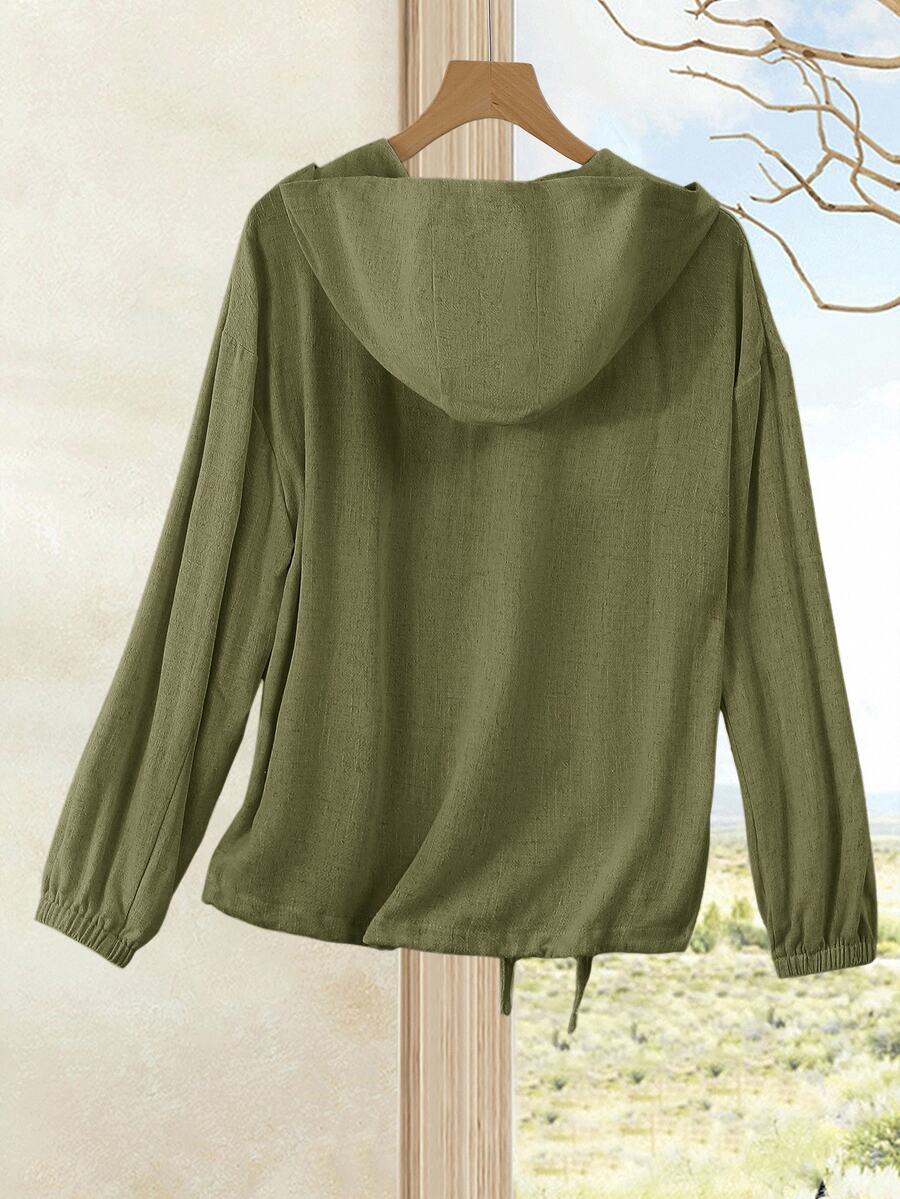 SHEIN Rusticease معطف نسائي بلون أخضر زيتوني