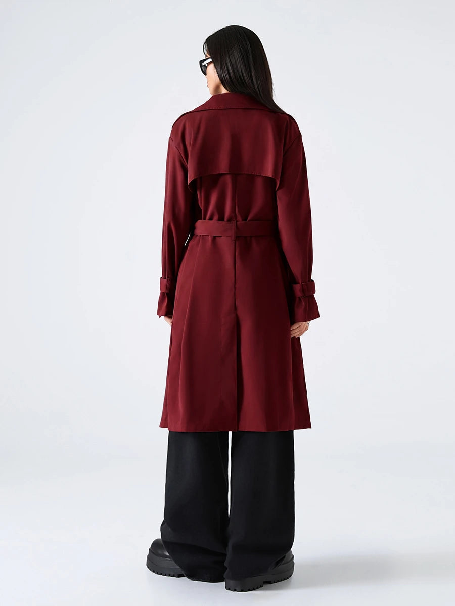 SHEIN EZwear معطف ترنش نسائي كاجوال مزدوج الصدر