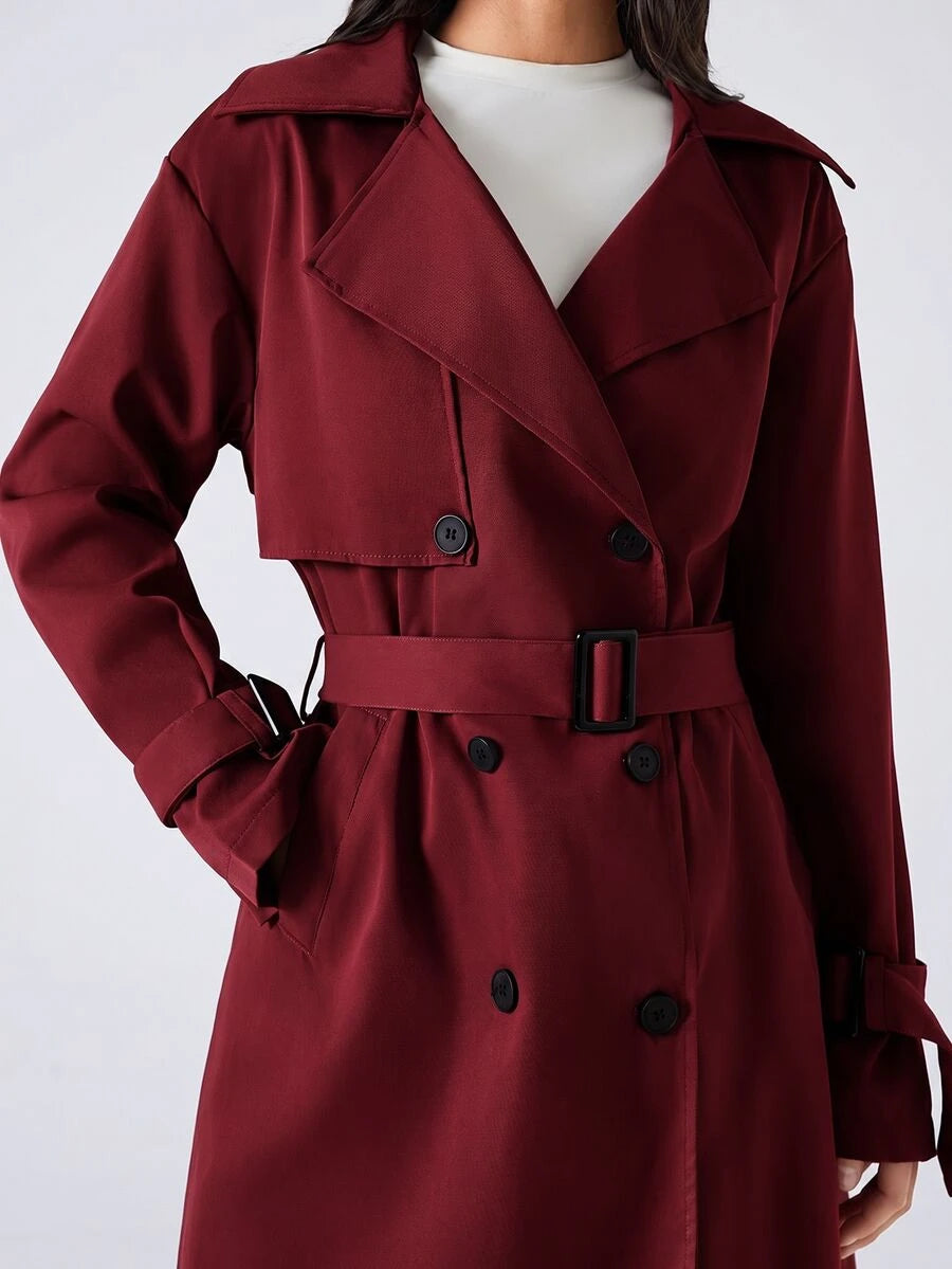 SHEIN EZwear معطف ترنش نسائي كاجوال مزدوج الصدر