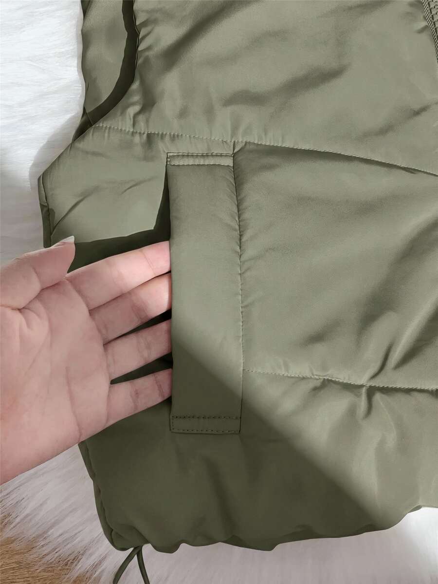 SHEIN Comfortcana جاكيت نسائية قصيرة مبطنة بسحاب وجيوب