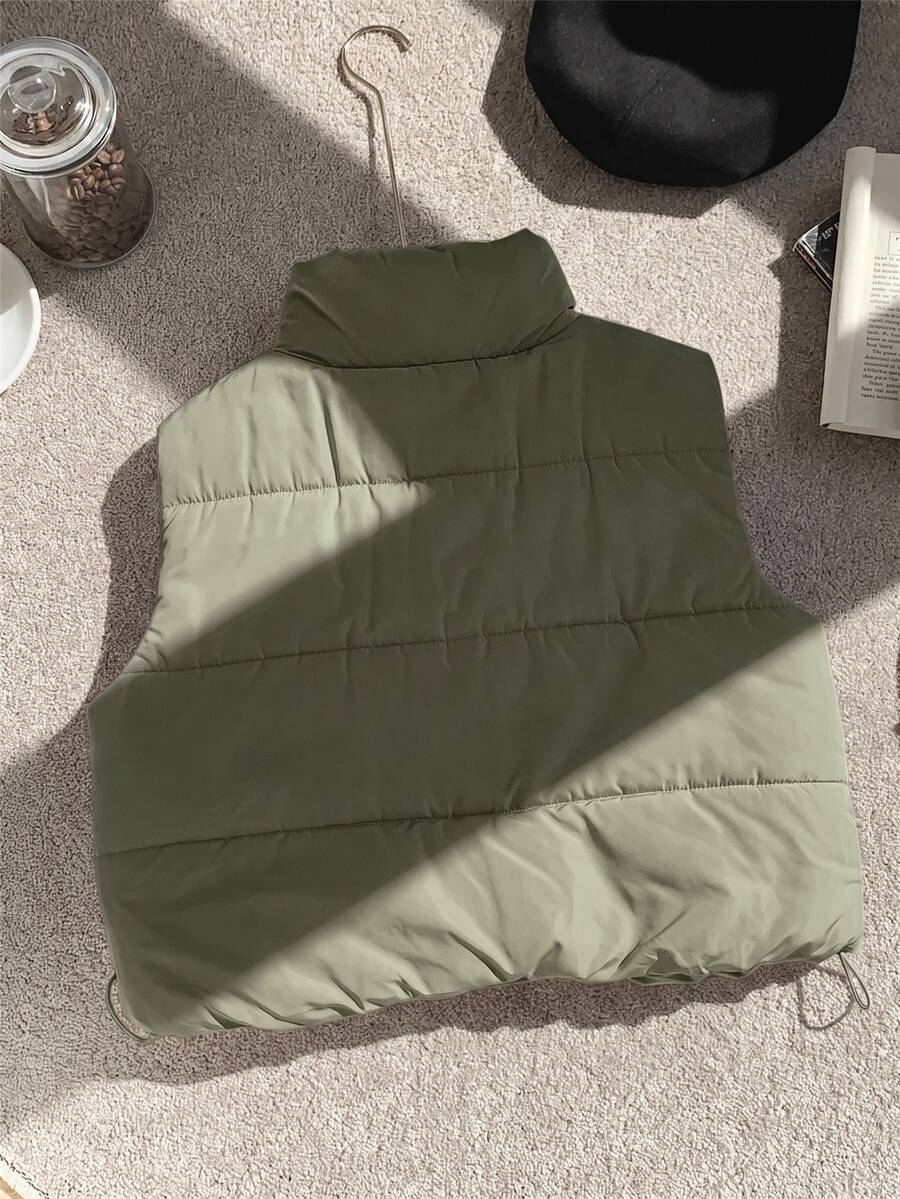 SHEIN Comfortcana جاكيت نسائية قصيرة مبطنة بسحاب وجيوب