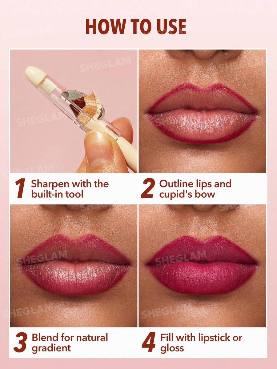 SHEGLAM Lip Facts مجموعة أقلام تحديد شفاه 3 قطع