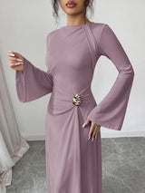 SHEIN Elenzga فستان من الصوف المحبوك بخصر ملتوي وحلقة معدنية