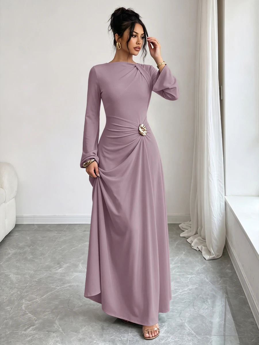 SHEIN Elenzga فستان من الصوف المحبوك بخصر ملتوي وحلقة معدنية