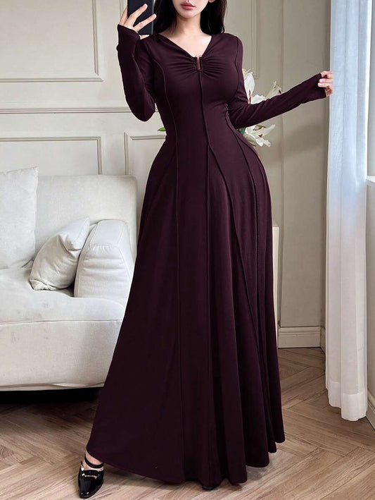 SHEIN Modelyn فستان ارجواني أنيق عند الخصر