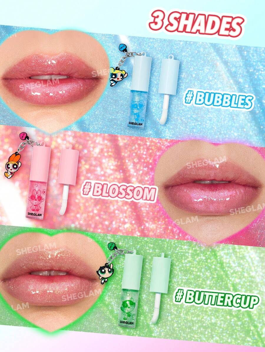 The Powerpuff Girls X SHEGLAM ملمع الشفاه Super Trio-Blossom