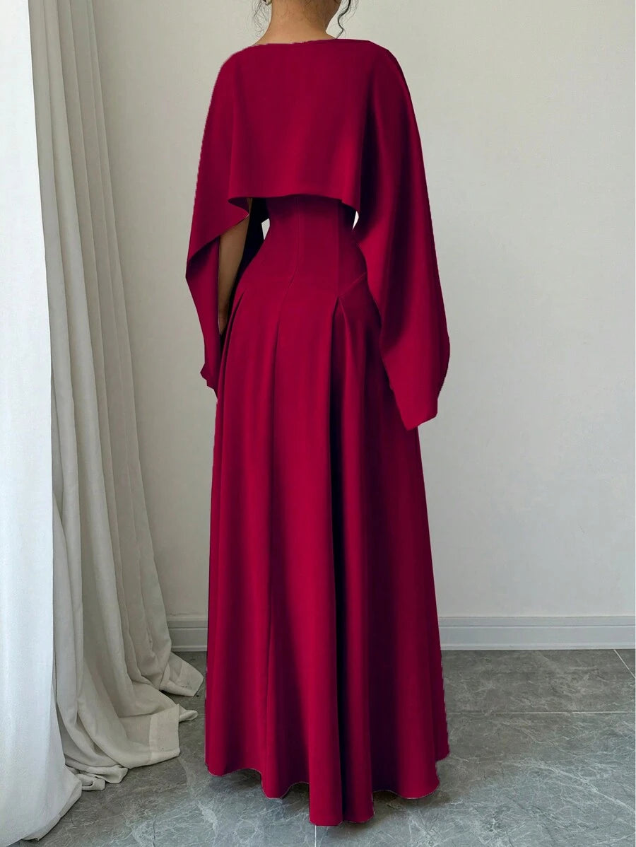 SHEIN Privé فستان نسائي أنيق كاجوال بدون أكمام ، متناسق تصميم مساء ماكسي ، بورجوندي