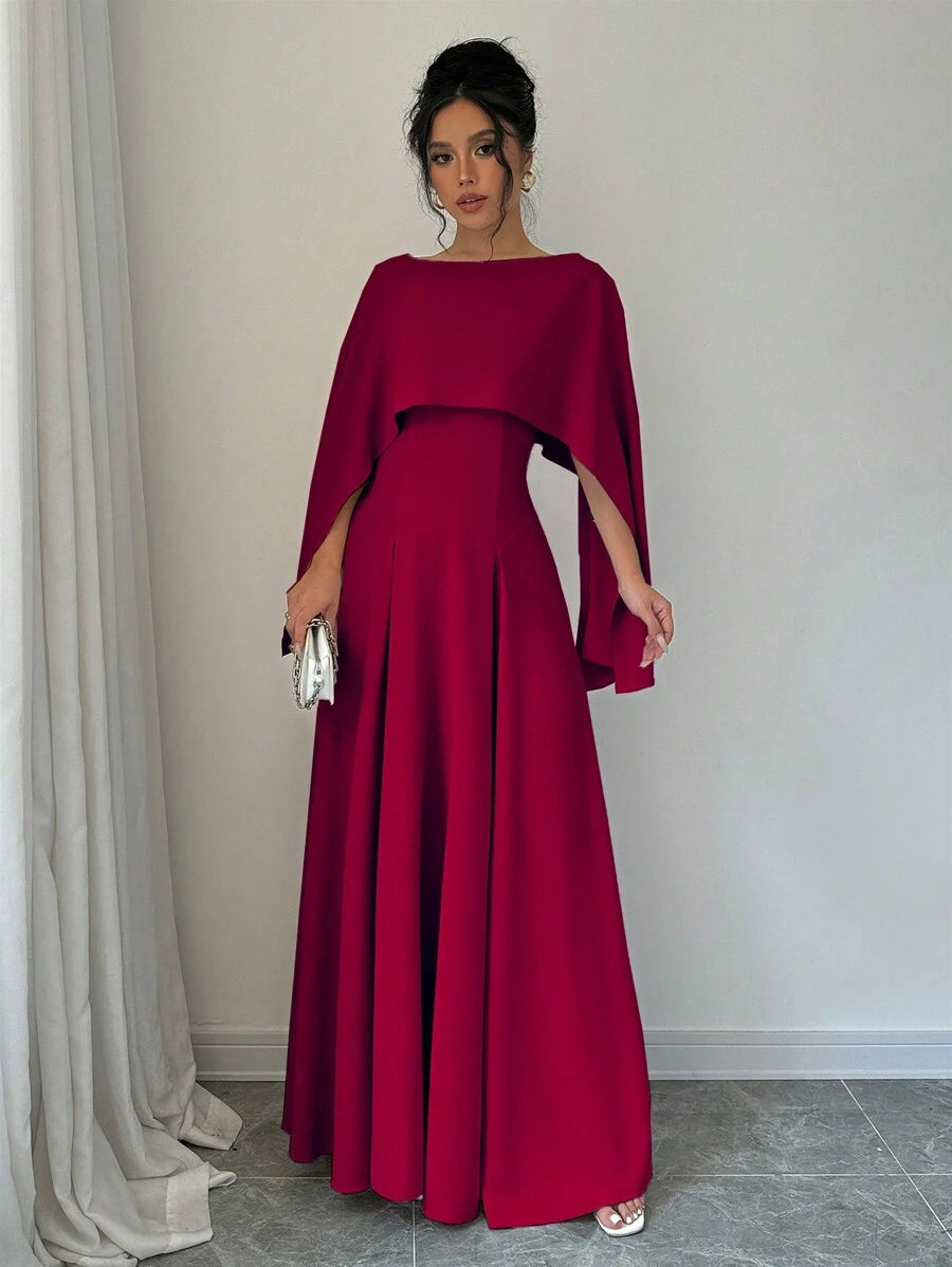 SHEIN Privé فستان نسائي أنيق كاجوال بدون أكمام ، متناسق تصميم مساء ماكسي ، بورجوندي