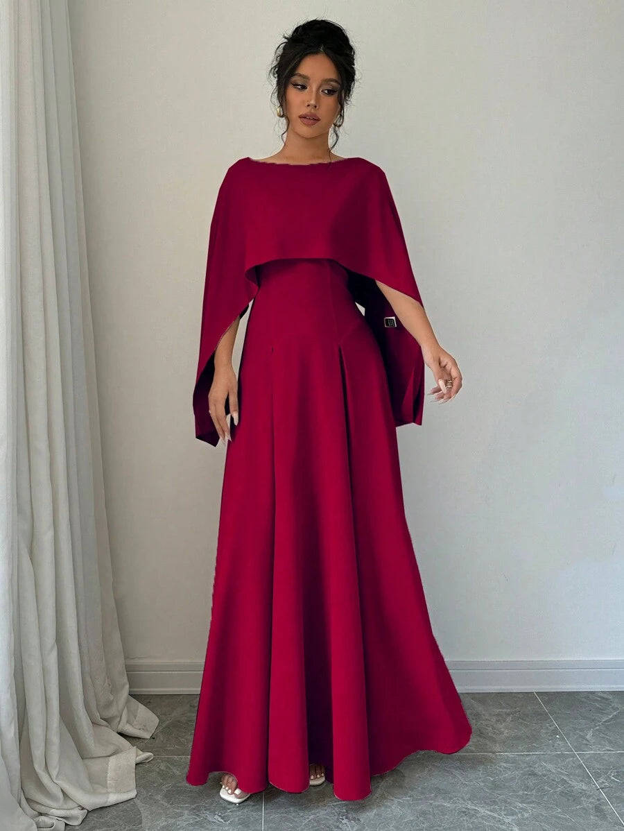 SHEIN Privé فستان نسائي أنيق كاجوال بدون أكمام ، متناسق تصميم مساء ماكسي ، بورجوندي