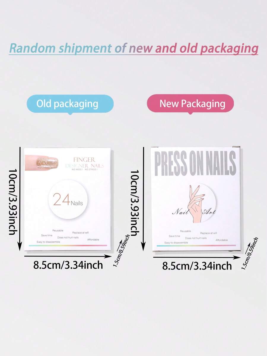 SHEIN أظافر (24 قطعة) على شكل لوزي مدبب قصير