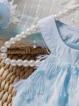 Baby Girls' Elegant Summer Fringed Halterneck Dress, Perfect