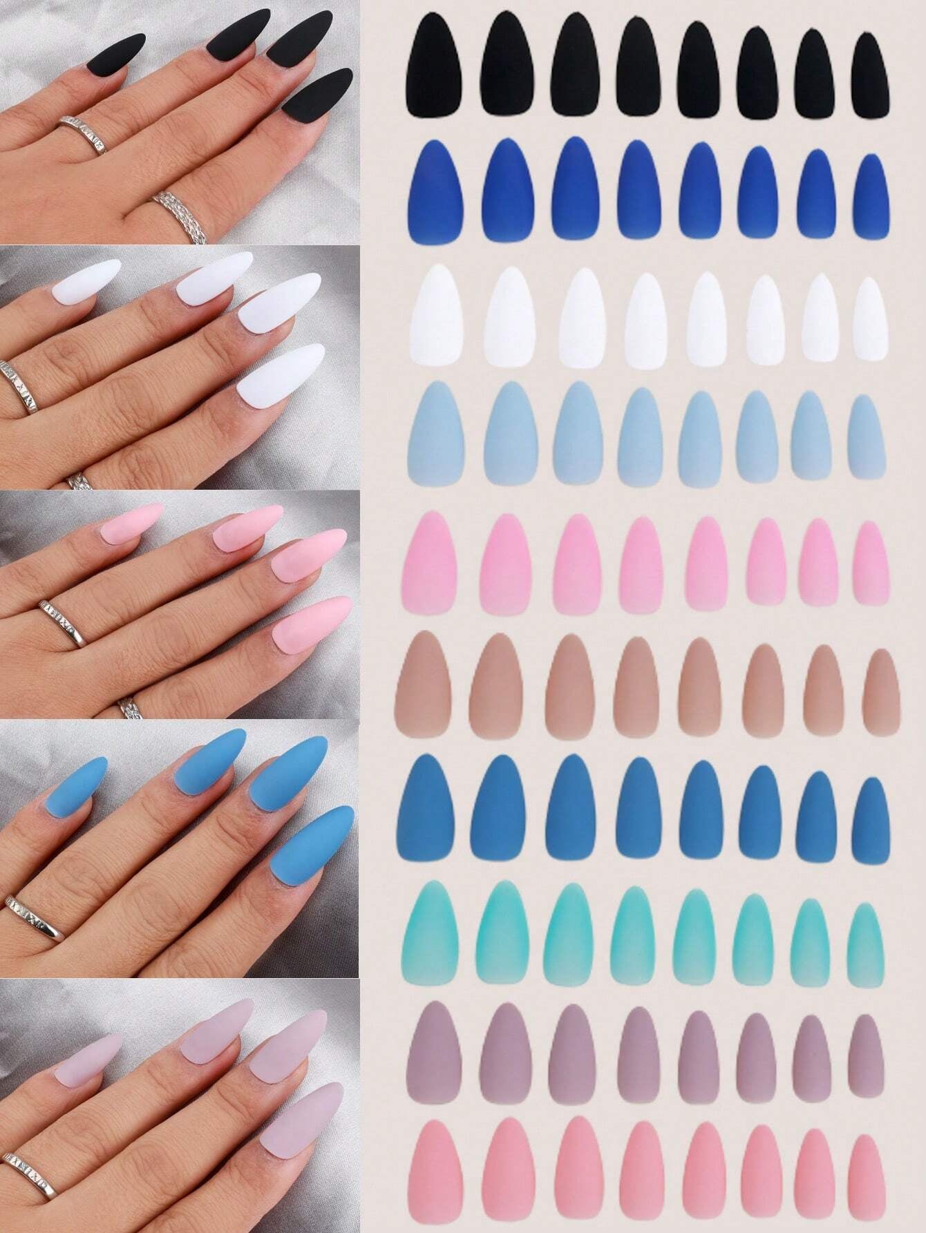 Get Glamorous with 192Pcs Long Coffin Multicolor Ombre Fake Nail
