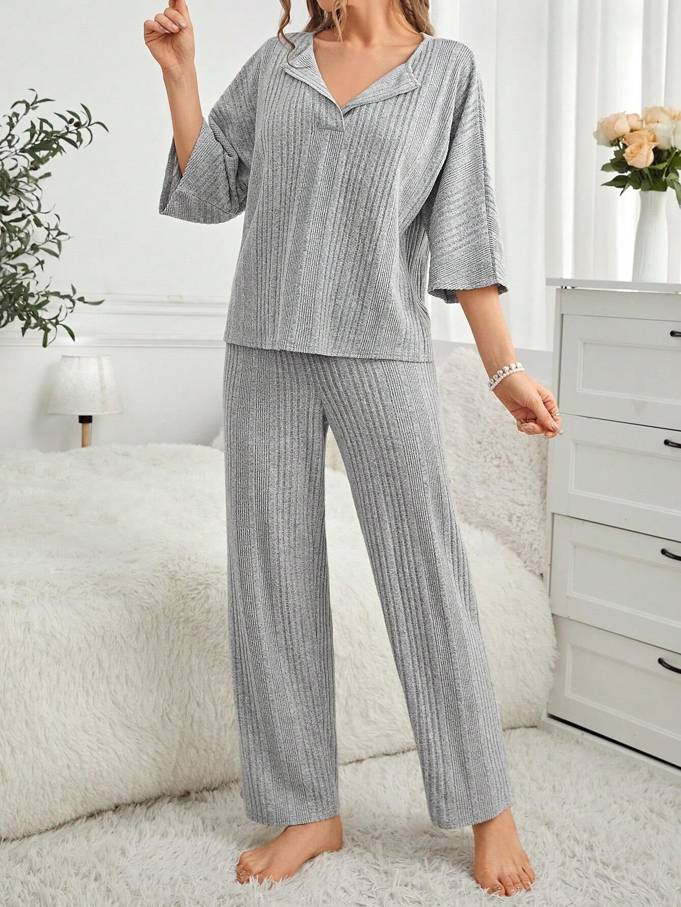 Women'S Solid Color Loose Fit Homewear Set