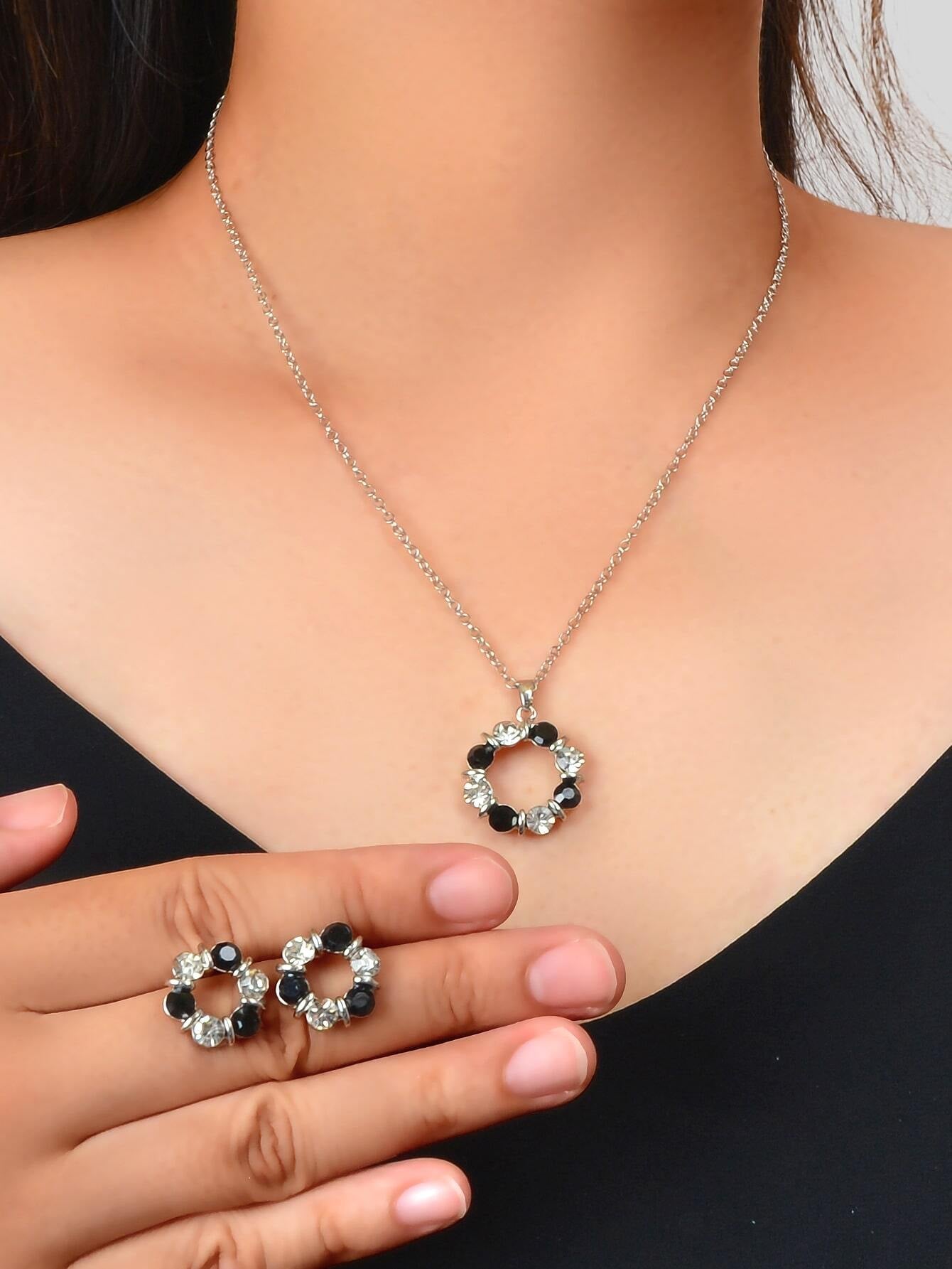 3Pcs/Set Glamorous Cubic Zirconia Water-Drop Decor Jewelry Set for Women for Daily Decoration