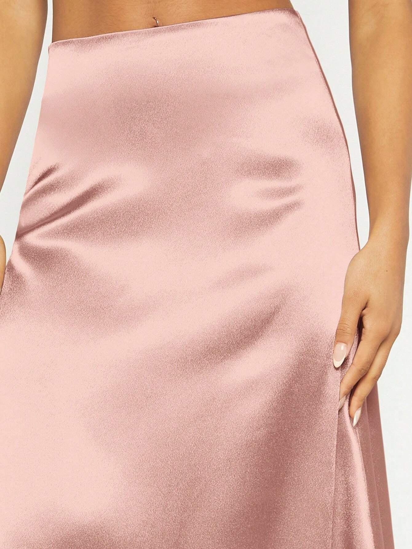 Privé High Waist Satin A-Line Skirt