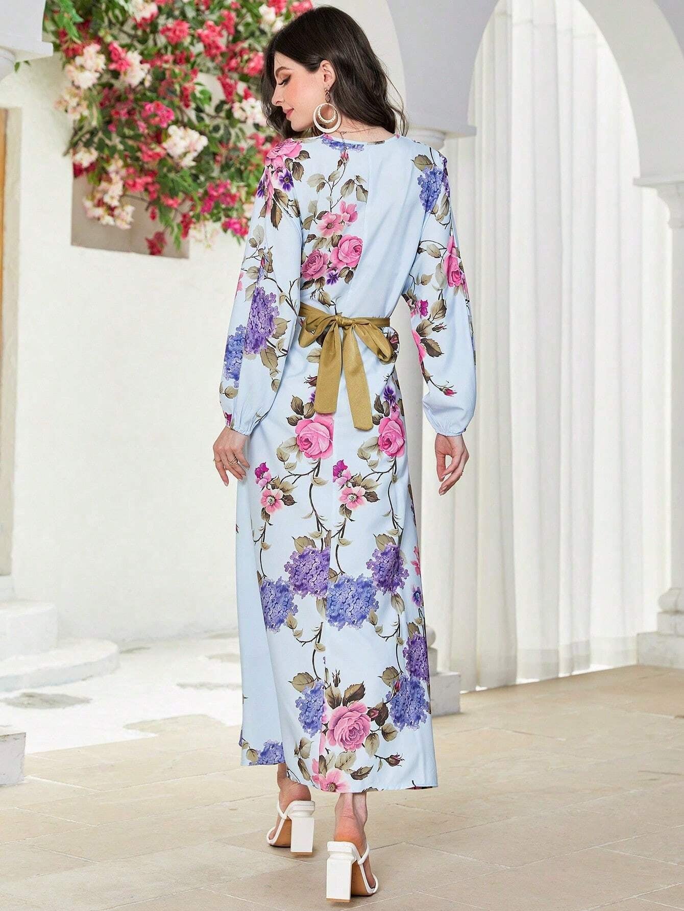 Mulvari Women'S Floral Print Long Dress