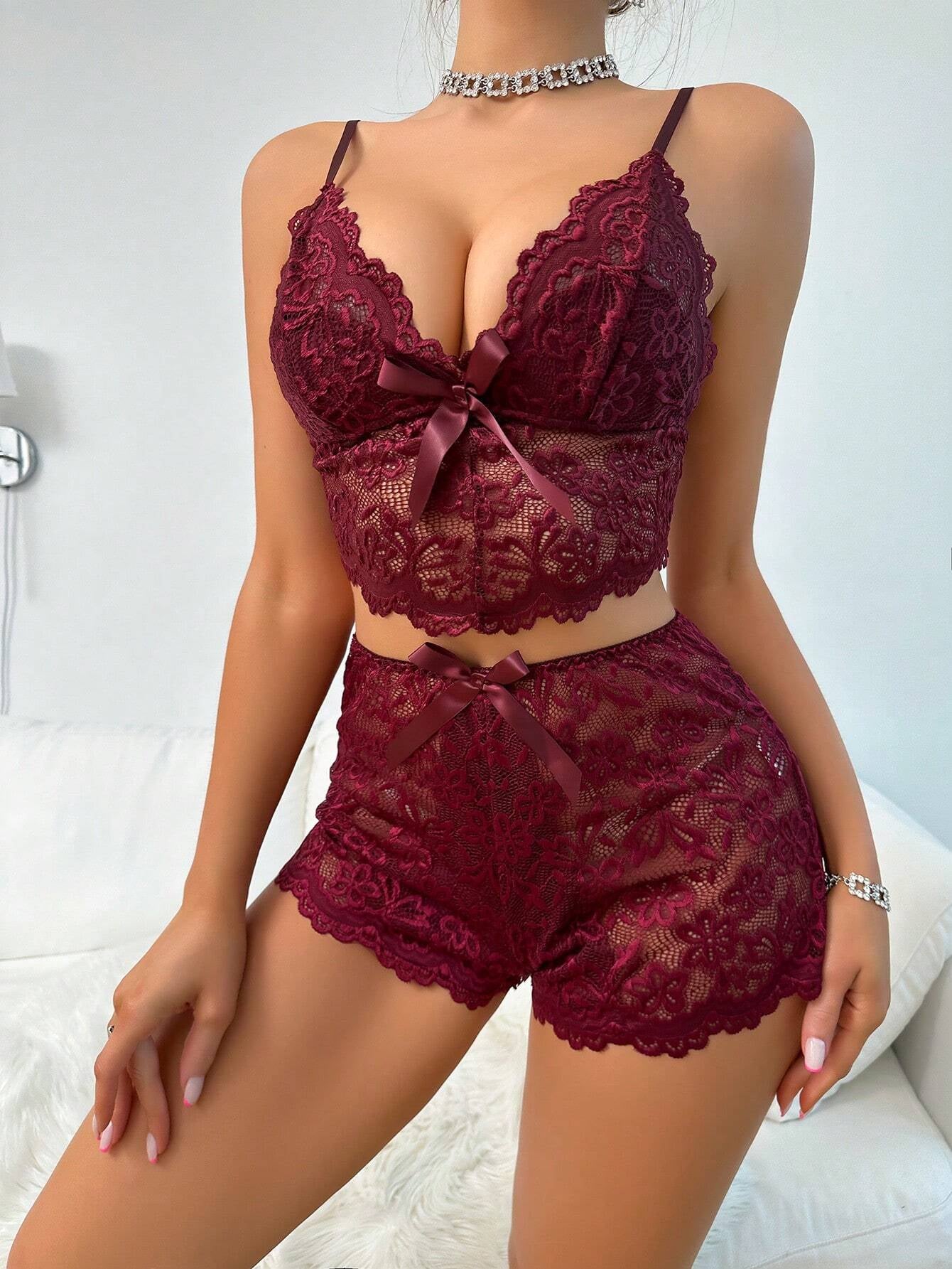 Ladies' Lace Cami and Shorts Pajama Set