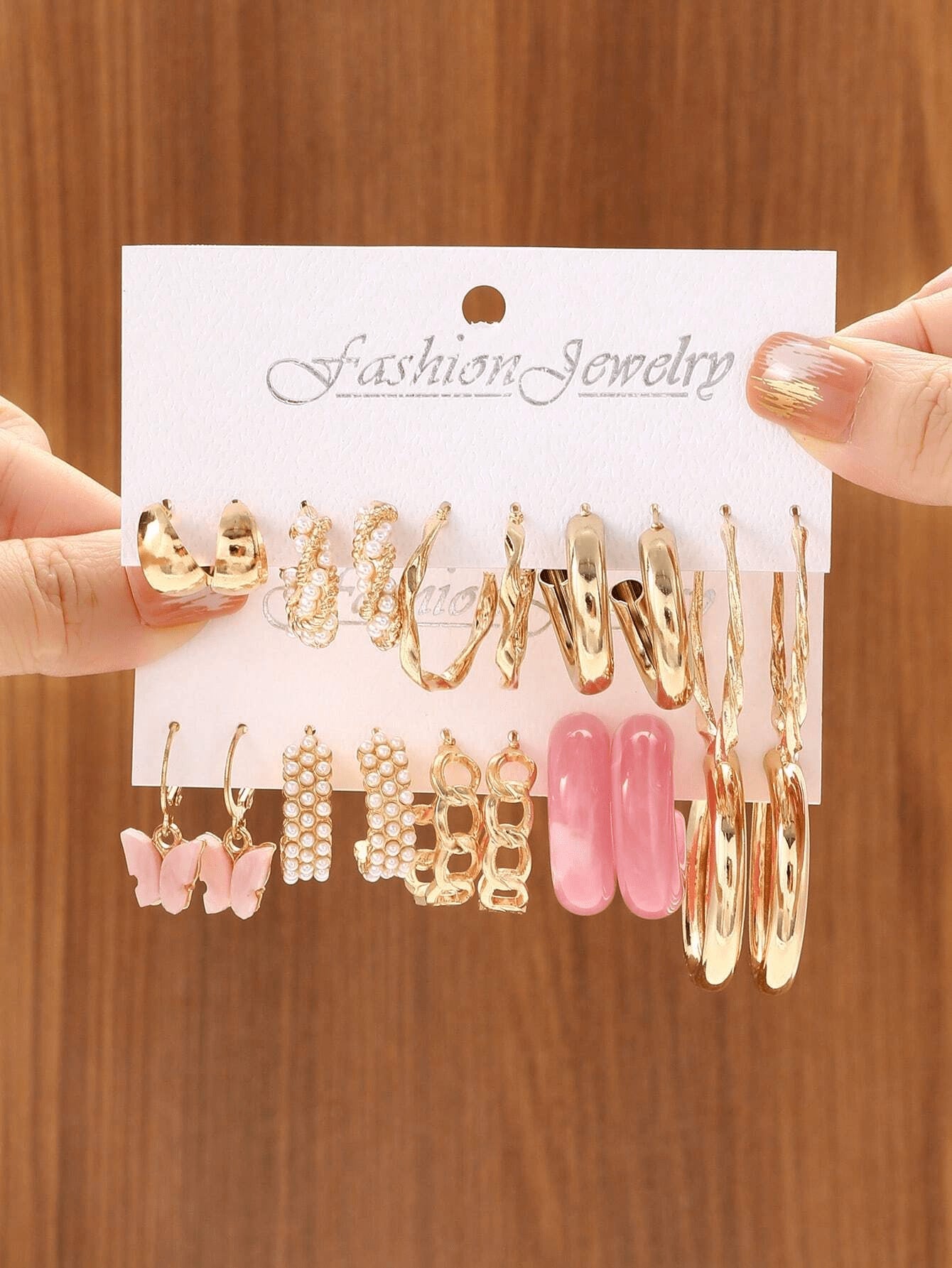 10Pairs Butterfly & Faux Pearl Decor Earrings