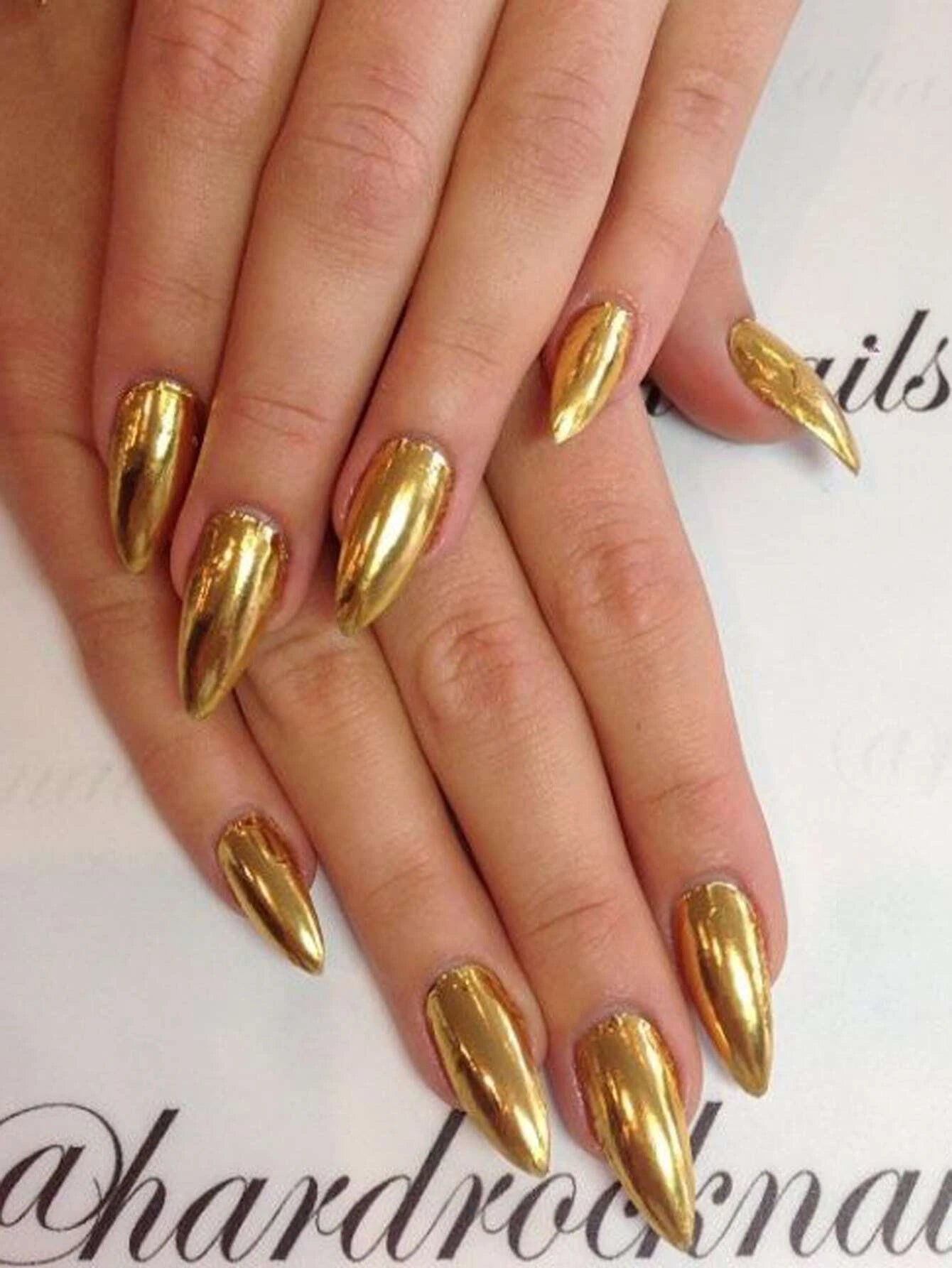 Get Glamorous with 24Pcs Short Almond Gold Solid Mirror Fake Nail & 1Pc Nail File & 1Sheet Tape