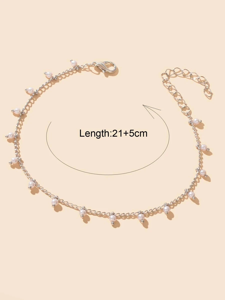 SHEIN خلخال قدم  فضي بحجر الراين