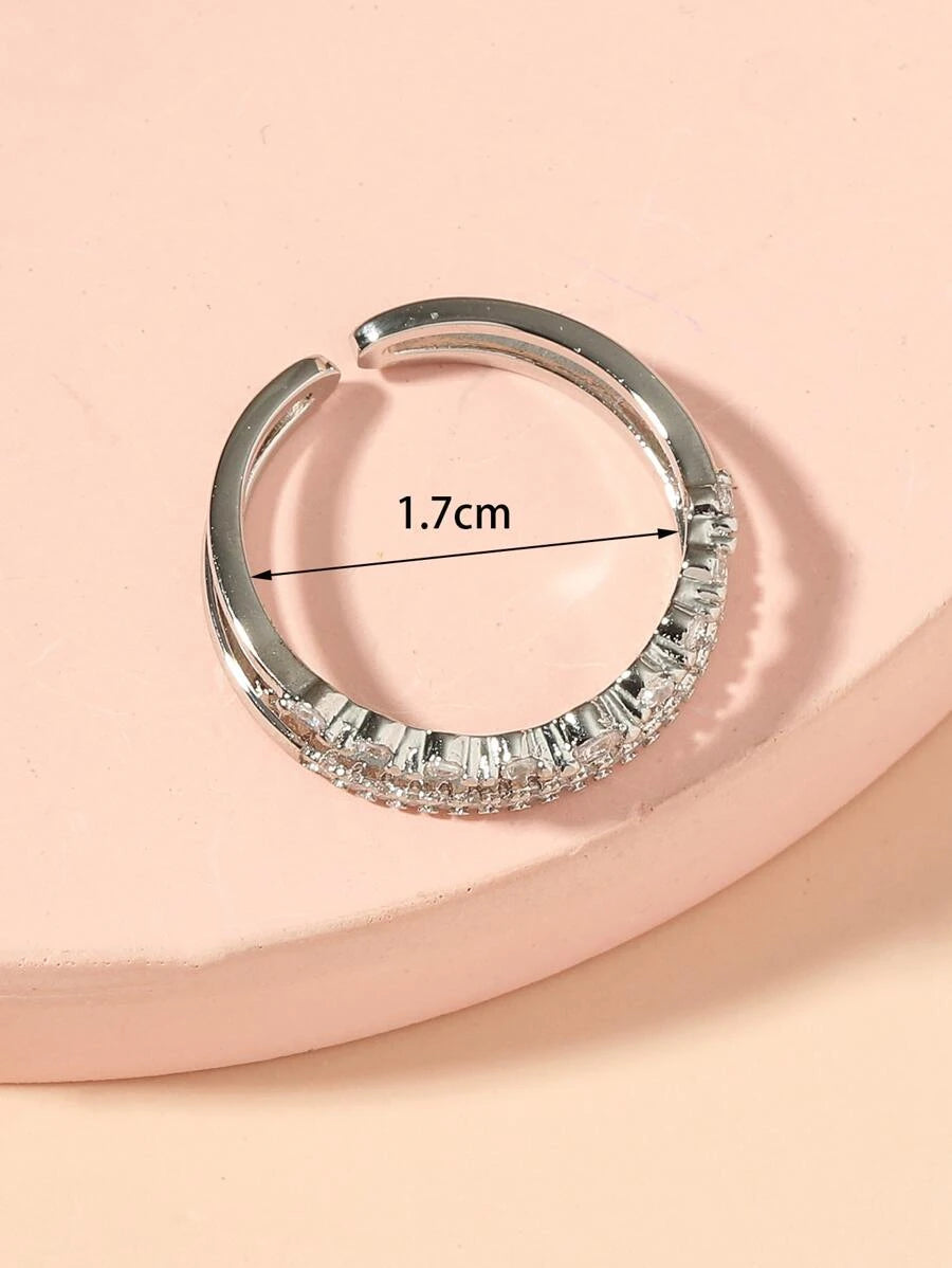 SHEIN خاتم مفتوح مزخرف بحجر الراين