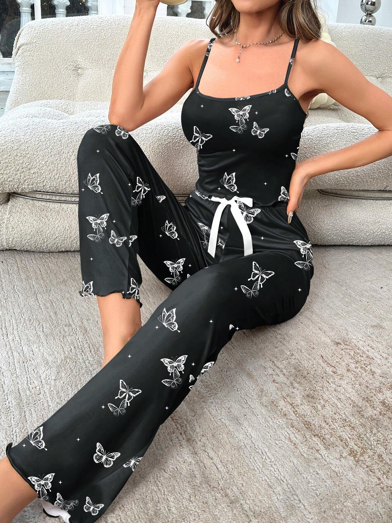 Butterfly Print Cami Top & Pants PJ Set