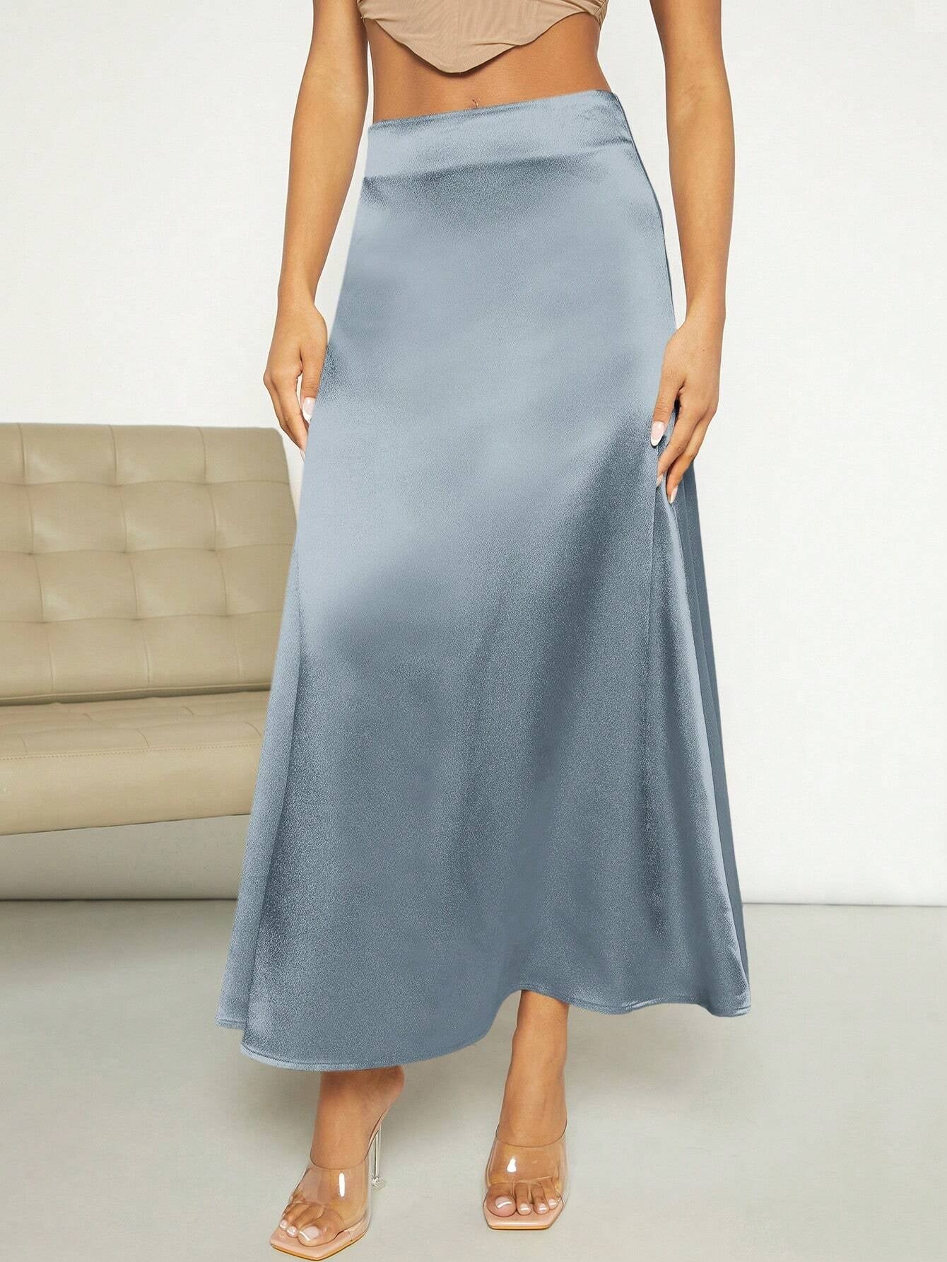 Privé High Waist Satin A-Line Skirt