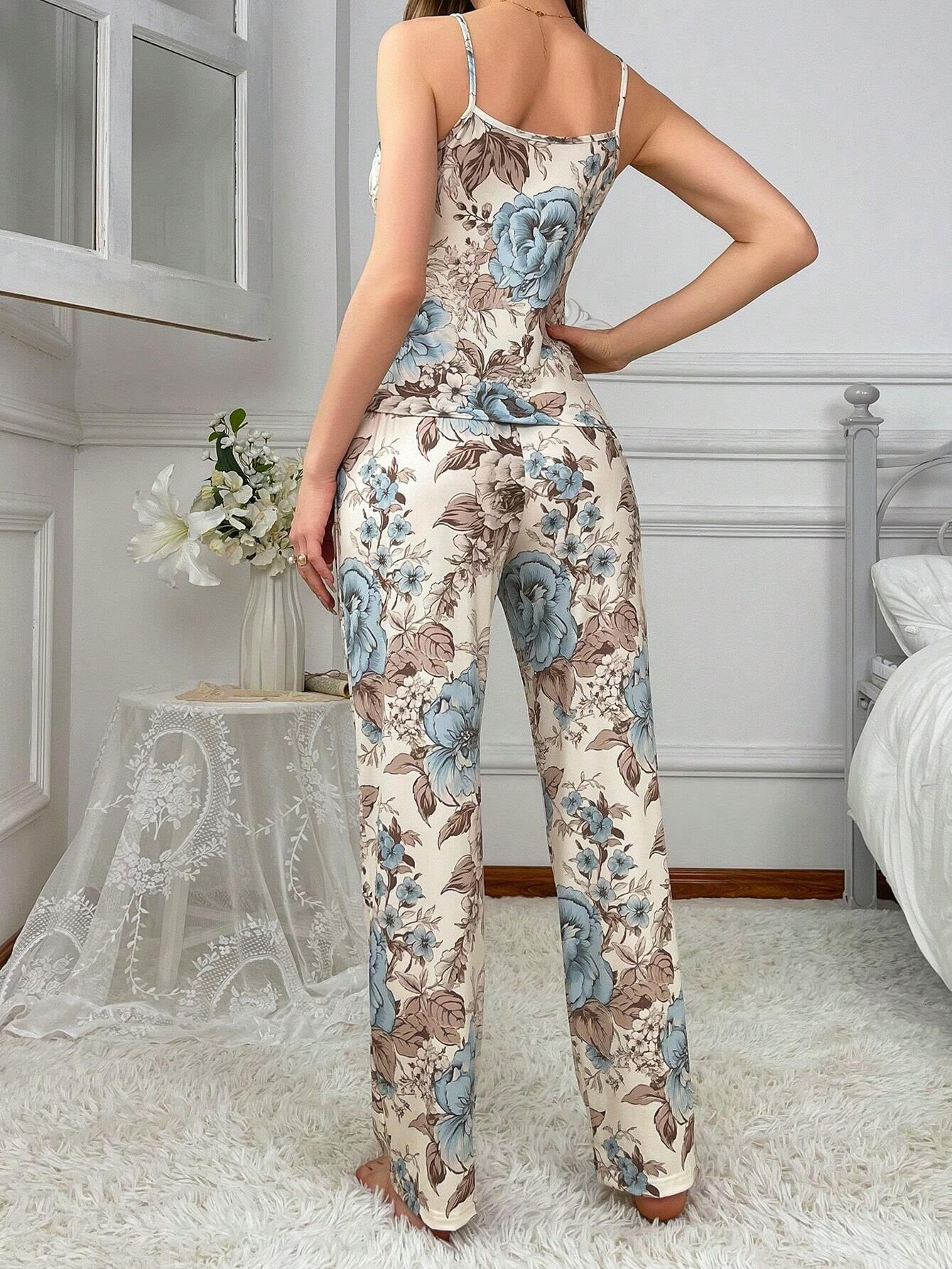 Patishop Art Multicolor Floral Print Cami Top and Pants Pajama Set