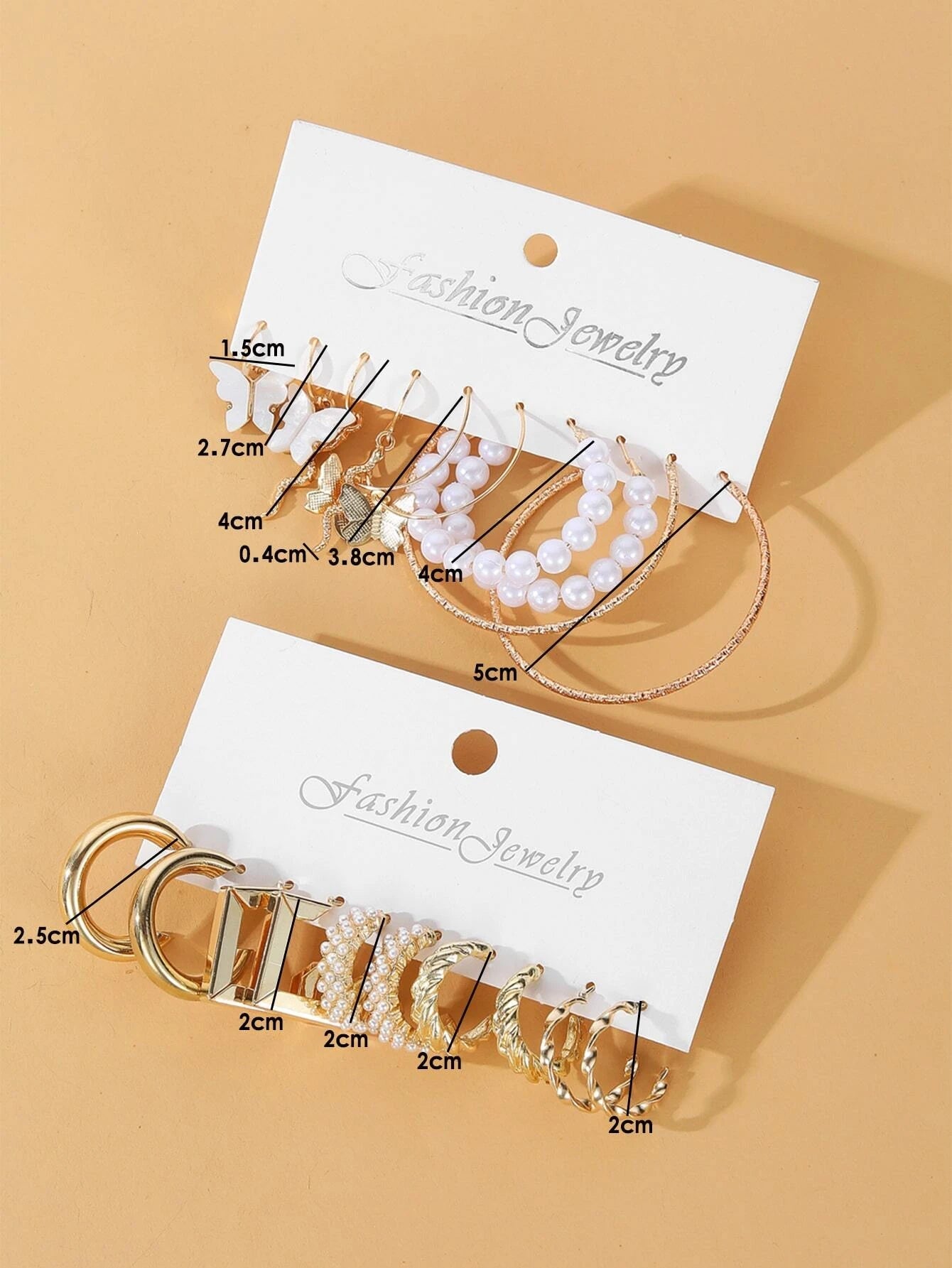 10Pairs Butterfly & Faux Pearl Decor Earrings