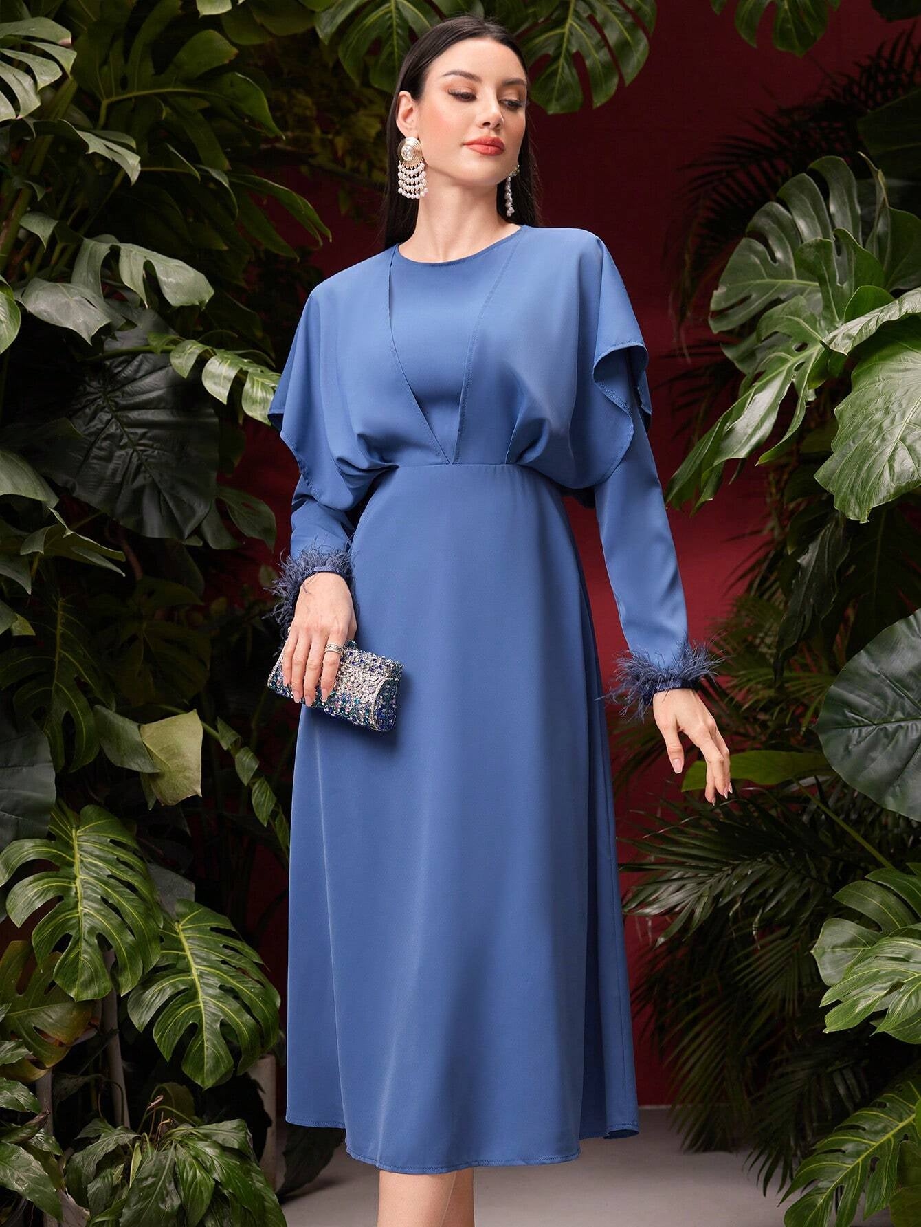 Modely Women'S round Neck Long Sleeve Dress