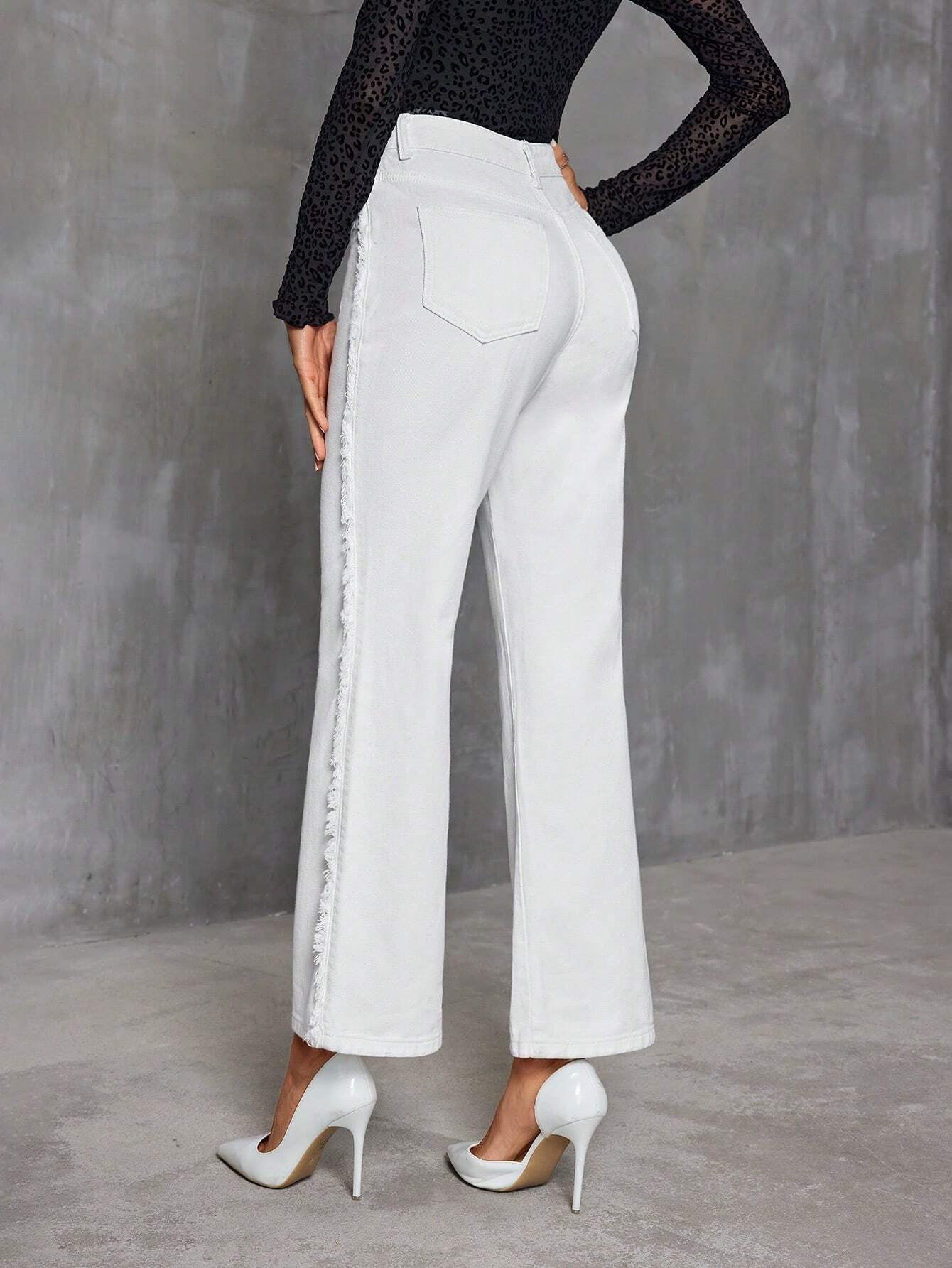 Privé Long Length Flared Jeans with Frayed Hem