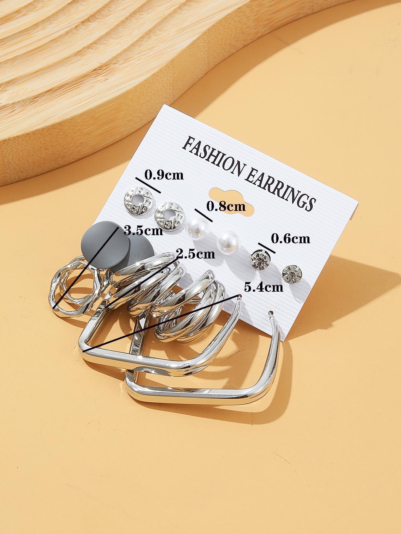 6Pairs Faux Pearl Decor Earrings