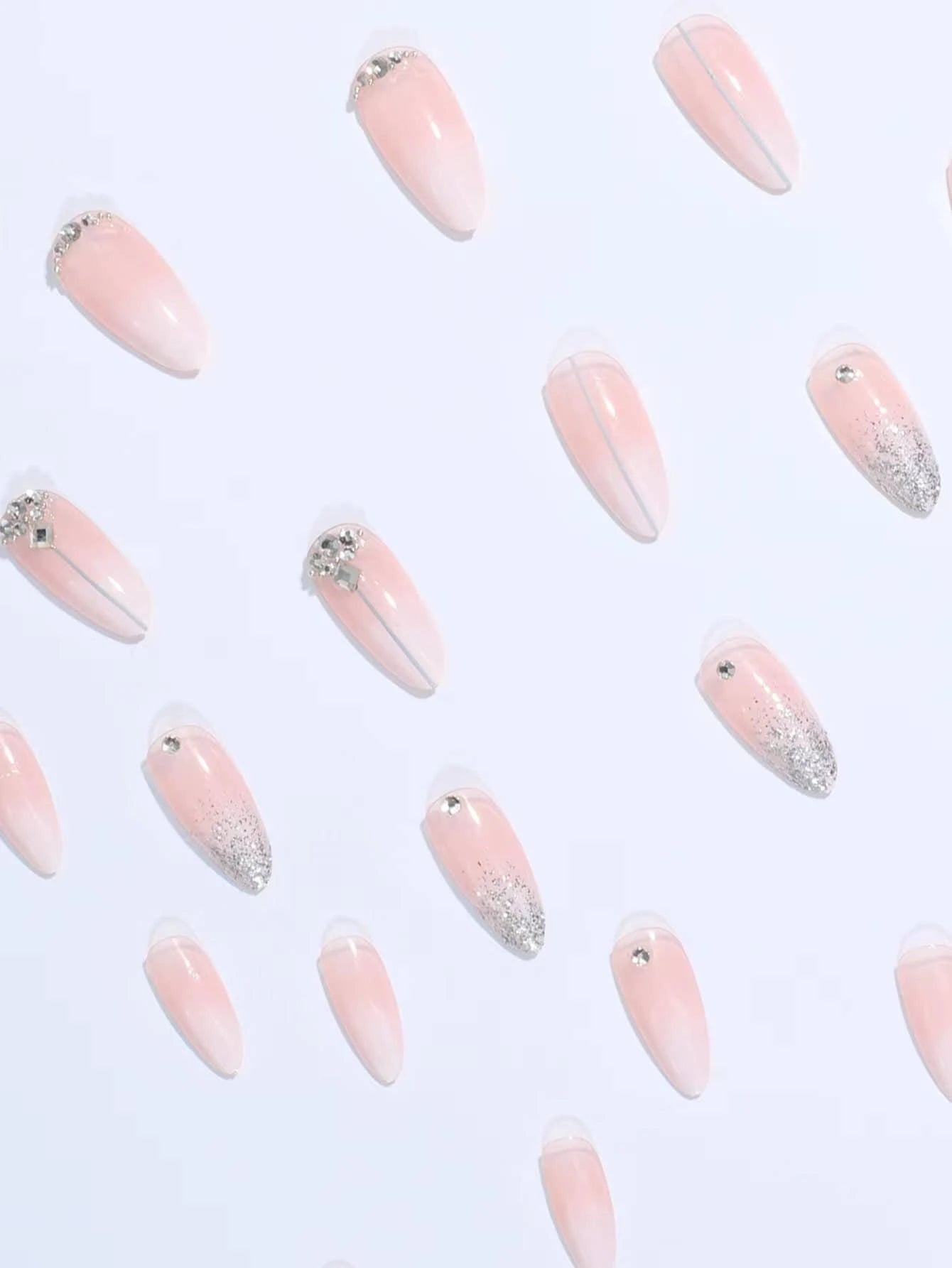 24Pcs/Set Ins Style Fresh Painted Almond Shape Full Coverage False Nails with a Set of Manicure Tools, Suitable for Women, Party, Dance and Daily Wear
