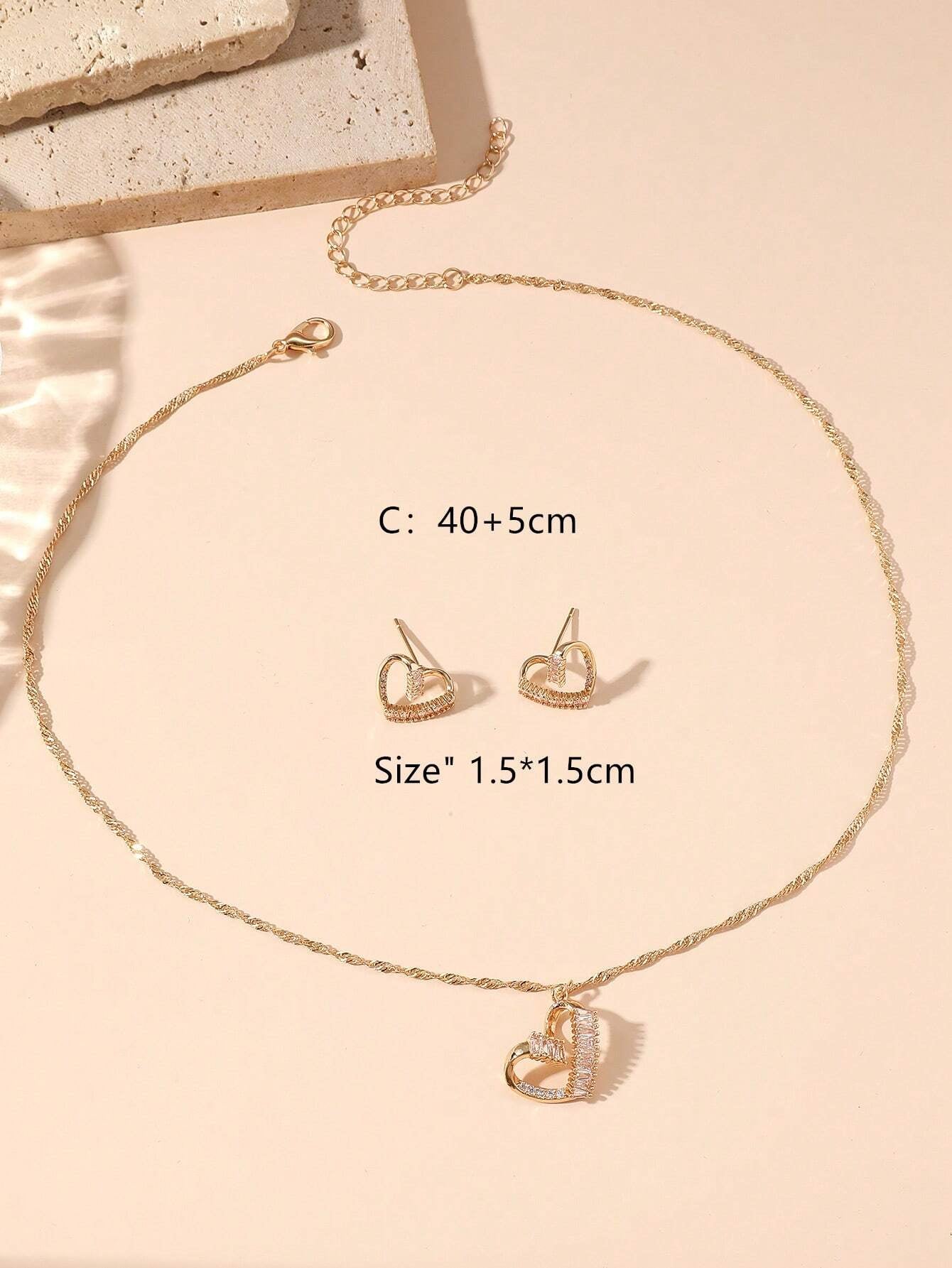 3Pcs Rhinestone Circle Decor Jewelry Set