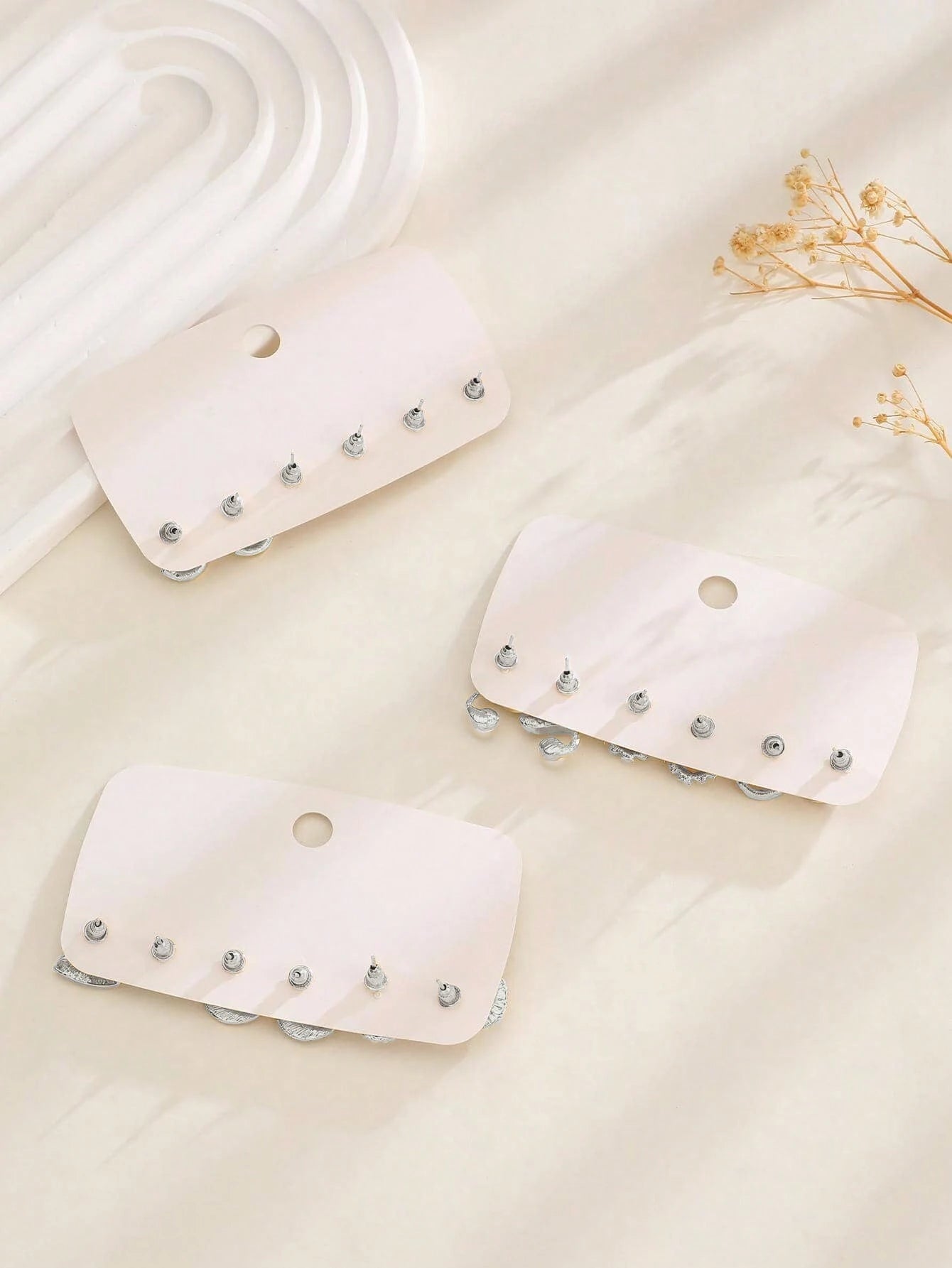 9Pairs/Set Fashionable Zinc Alloy Rhinestone Moon & Faux Pearl Decor Stud Earrings for Women for Daily Decoration
