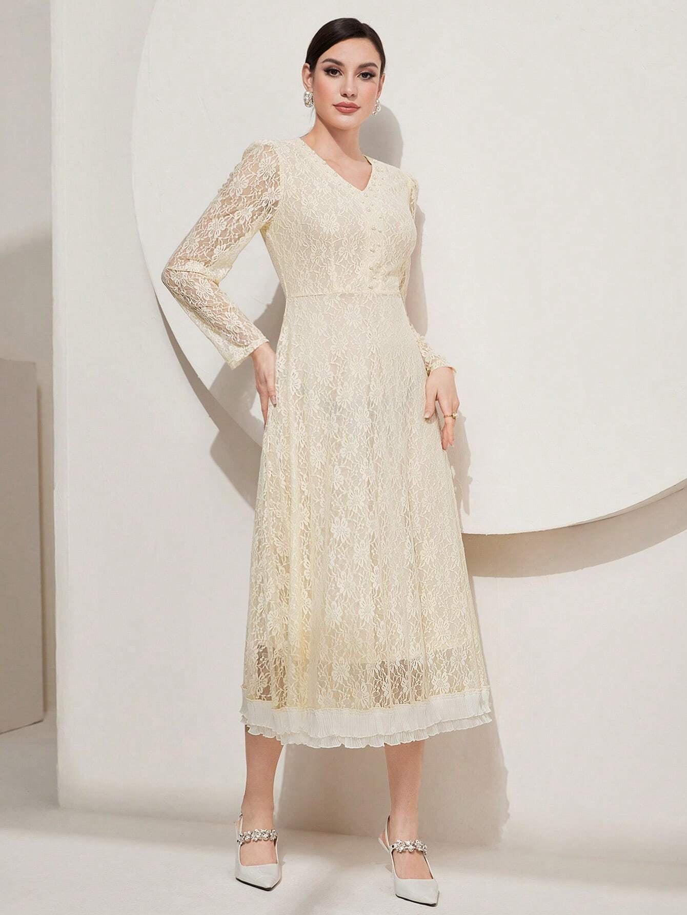 Modely Women'S Lace Long Sleeve Dress