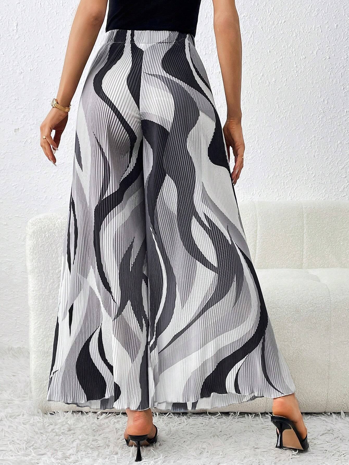 Essnce Women'S Wave Printed Wide Leg Pants