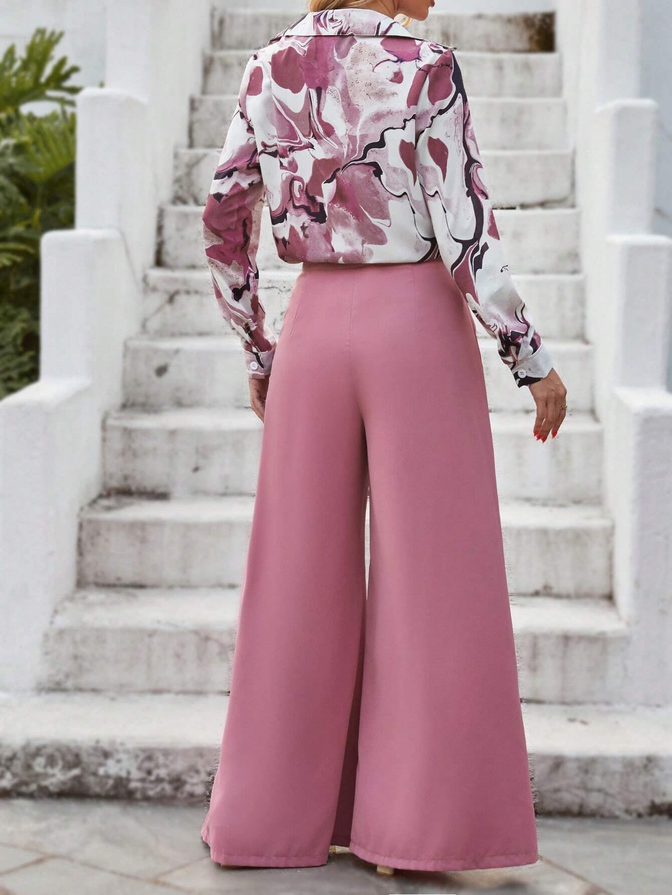 Privé Graphic Print Shirt & Wide Leg Pants