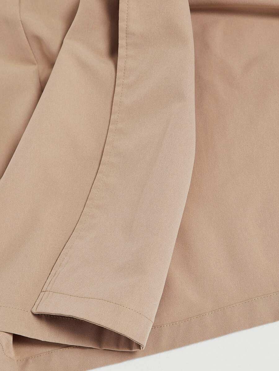 SHEIN MOD معطف ترنش نسائي بلون كاكي بأكمام طويلة وخصر محدد