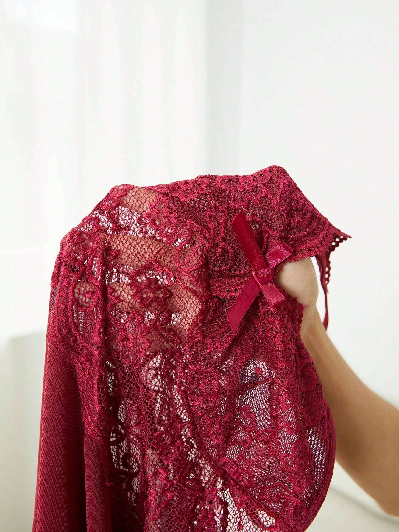 Contrast Lace Mesh Nightdress