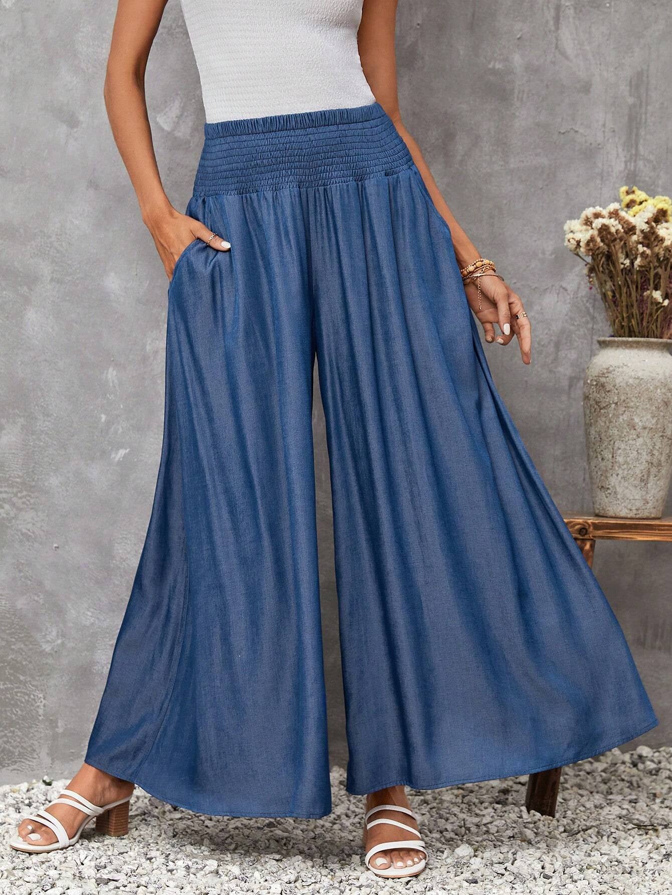 LUNE Solid Wide Leg Pants