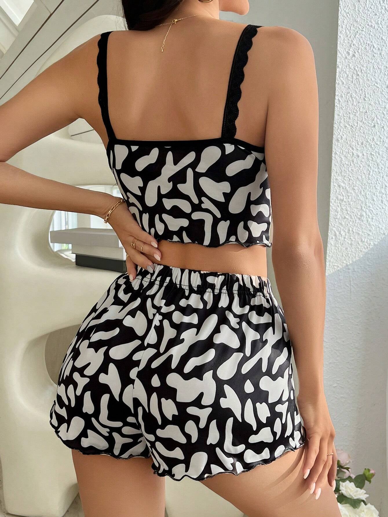 Women'S Print Spaghetti Strap Pajama Set