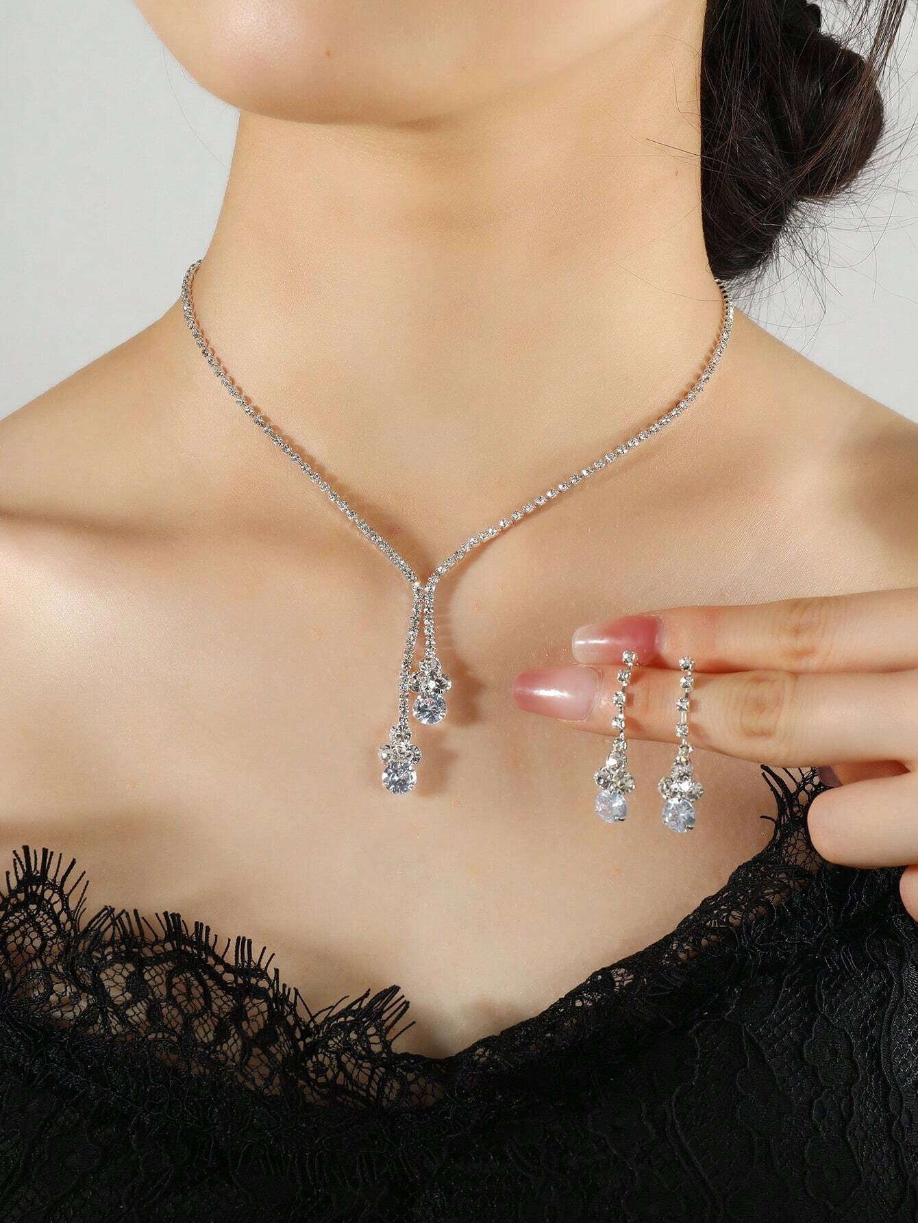 3Pcs/Set Luxury Cubic Zirconia Decor Jewelry Set for Women for Party