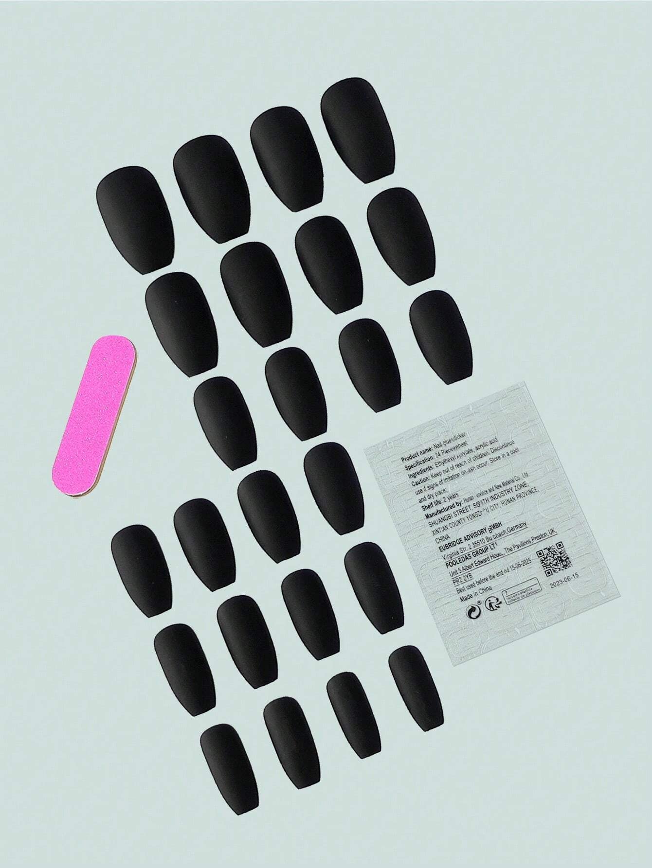 24Pcs/Set Medium Long Almond-Shaped Matte Solid Color Full Cover False Nails for Women and Girls