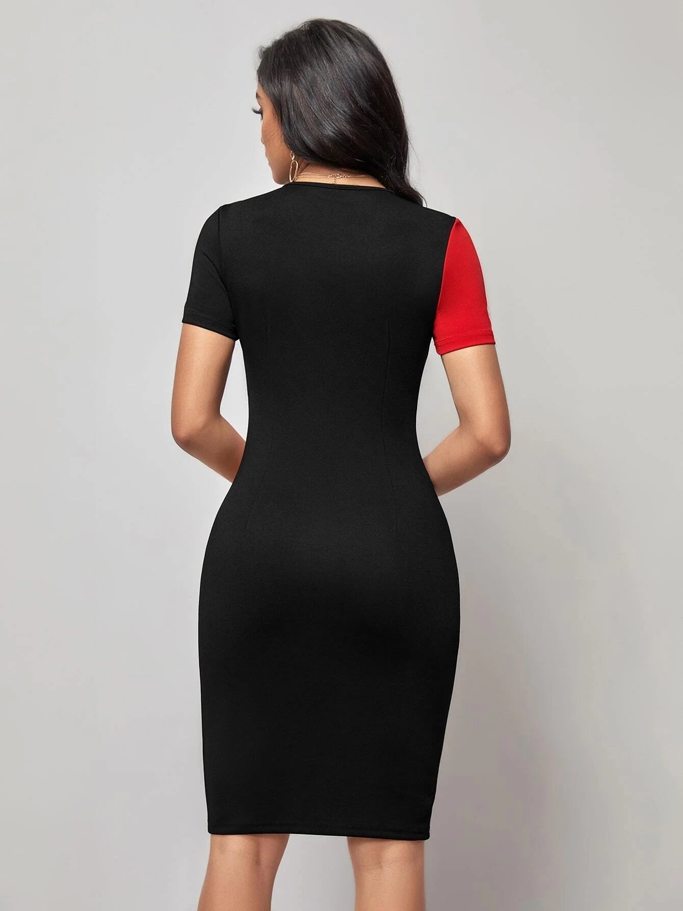 Clasi Two Tone V Neck Bodycon Dress